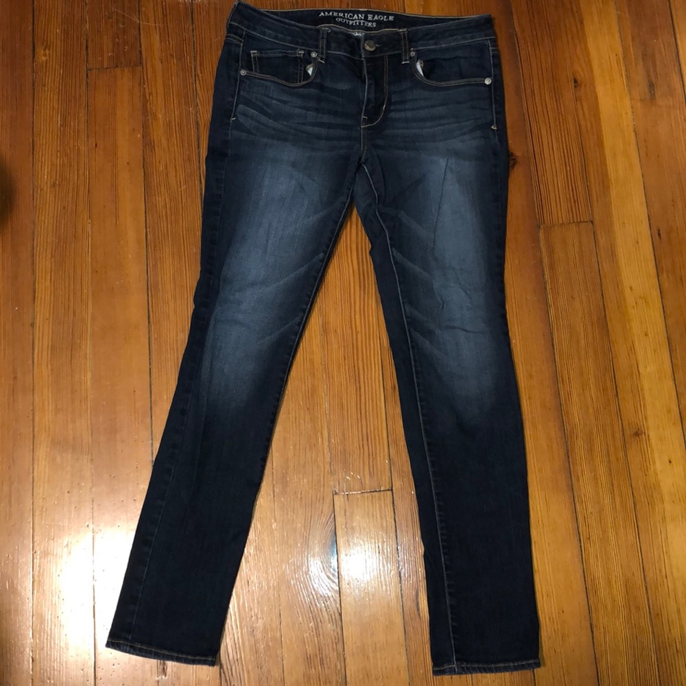American Eagle Blue Skinny Jeans, Size 8